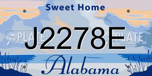J2278E Alabama License Plate