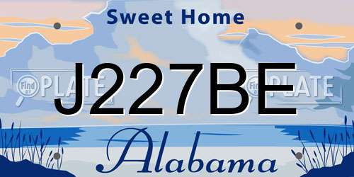J227BE Alabama License Plate