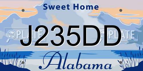 J235DD Alabama License Plate