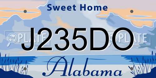 J235DO Alabama License Plate
