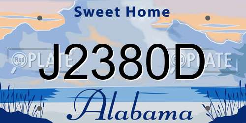 J2380D Alabama License Plate