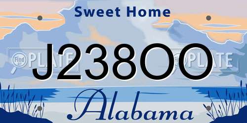 J238OO Alabama License Plate