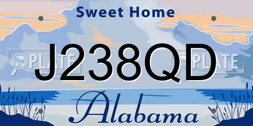 J238QD Alabama License Plate