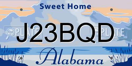 J23BQD Alabama License Plate