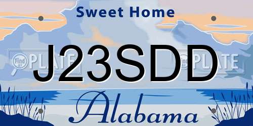 J23SDD Alabama License Plate