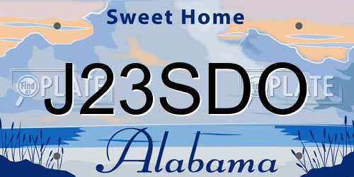 J23SDO Alabama License Plate
