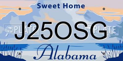 J25OSG Alabama License Plate
