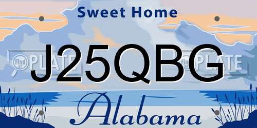 J25QBG Alabama License Plate