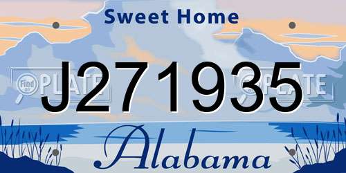 J271935 Alabama License Plate