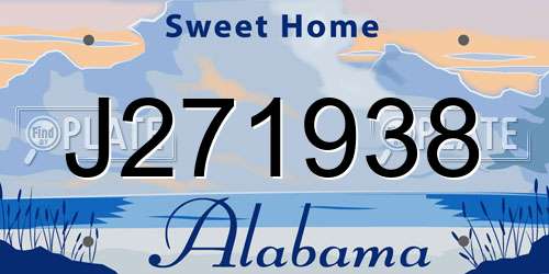 J271938 Alabama License Plate