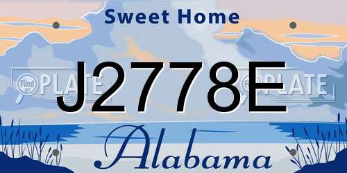 J2778E Alabama License Plate