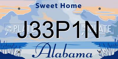 J33P1N Alabama License Plate