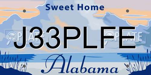 J33PLFE Alabama License Plate