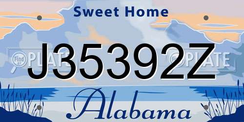 J35392Z Alabama License Plate