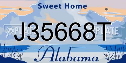 J35668T Alabama License Plate