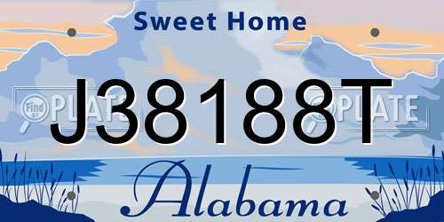 J38188T Alabama License Plate