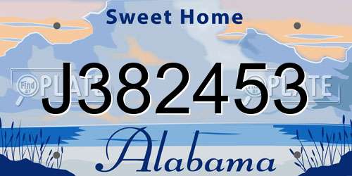 J382453 Alabama License Plate