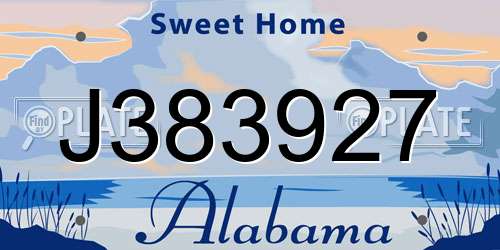 J383927 Alabama License Plate