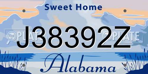 J38392Z Alabama License Plate