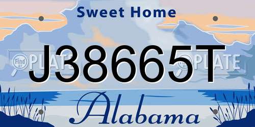 J38665T Alabama License Plate