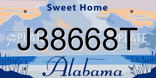 J38668T Alabama License Plate