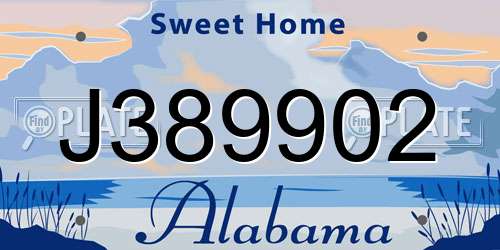J389902 Alabama License Plate