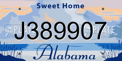 J389907 Alabama License Plate