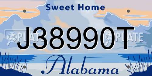 J38990T Alabama License Plate
