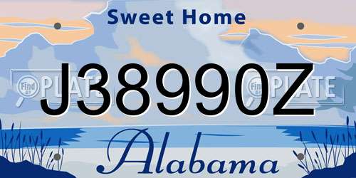 J38990Z Alabama License Plate