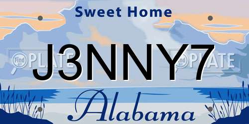 J3NNY7 Alabama License Plate