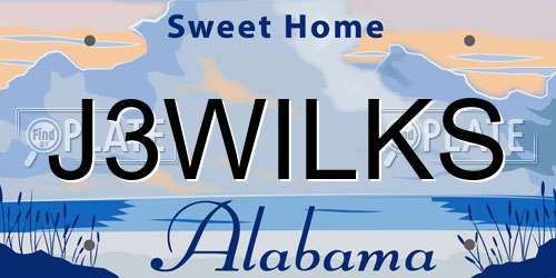 J3WILKS Alabama License Plate