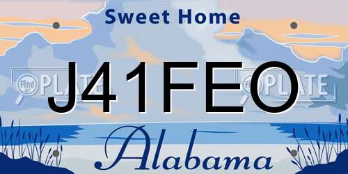 J41FEO Alabama License Plate