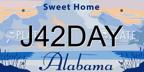 J42DAY Alabama License Plate