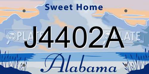 J4402A Alabama License Plate