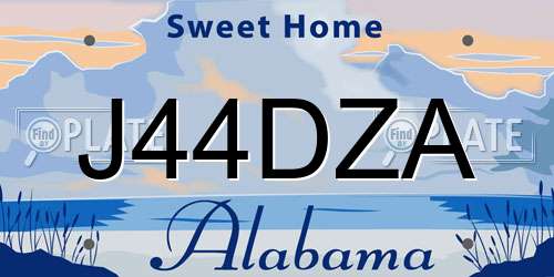 J44DZA Alabama License Plate