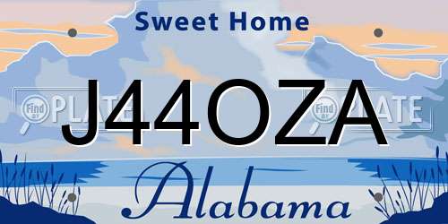 J44OZA Alabama License Plate