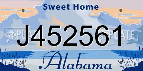 J452561 Alabama License Plate