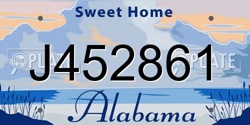 J452861 Alabama License Plate