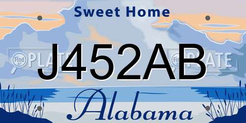 J452AB Alabama License Plate