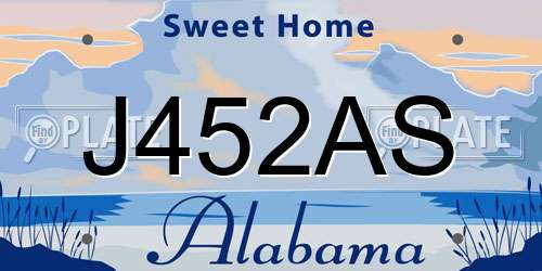 J452AS Alabama License Plate