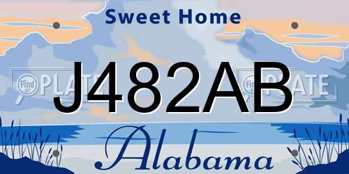 J482AB Alabama License Plate