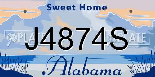 J4874S Alabama License Plate