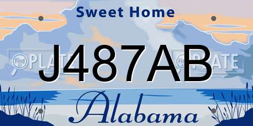 J487AB Alabama License Plate