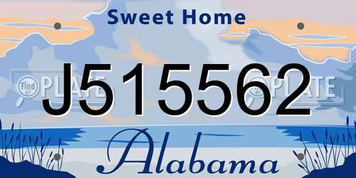 J515562 Alabama License Plate