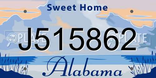 J515862 Alabama License Plate