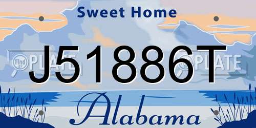 J51886T Alabama License Plate
