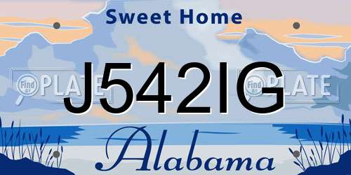 J542IG Alabama License Plate