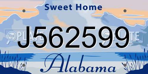 J562599 Alabama License Plate