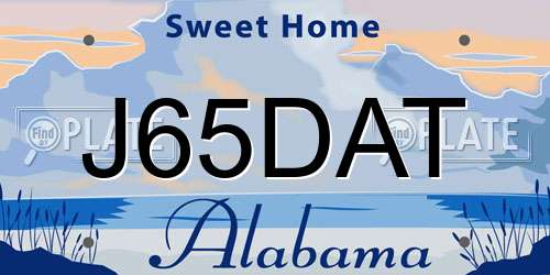 J65DAT Alabama License Plate