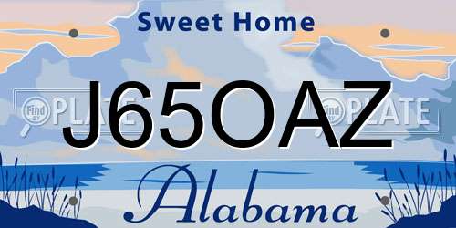 J65OAZ Alabama License Plate